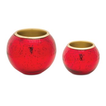 Round Mercury Glass Votive Holder with Metal Insert (Set of 2)