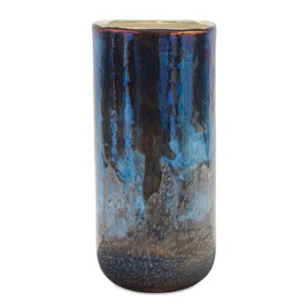 Irredescent Navy Glass Candle Holder