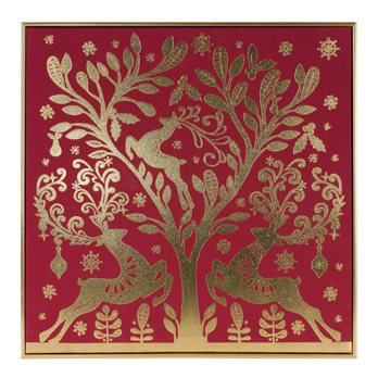 Framed Holiday Deer Print 15.5"SQ