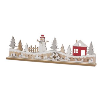 Wood Winter Cabin Christmas Countdown 17.75"L