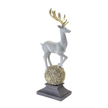 Winter Deer Figurine on Orb 14"H
