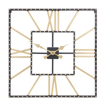 Metal Square Wall Clock with Roman Numberals 23.5"SQ