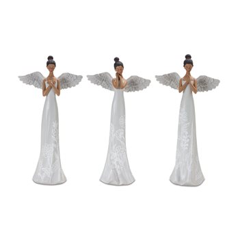 Floral Etched Angel Figurine (Set of 3)