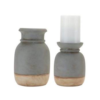 Dual-Tone Ceramic Candle Holder (Set of 2)