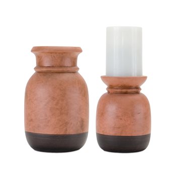 Dual-Tone Ceramic Candle Holder (Set of 2)