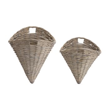 Grey Woven Willow Wall Basket (Set of 2)