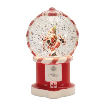 LED Snow Globe Gumball Machine with Peppermint Santa 7.75"H