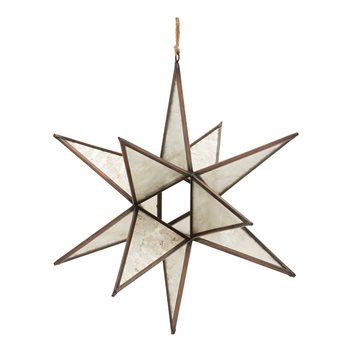 Brass Metal Moravian Star Ornament 7"H