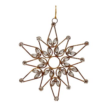 Bronze Jeweled  Snowflake Ornament (Set of 4)