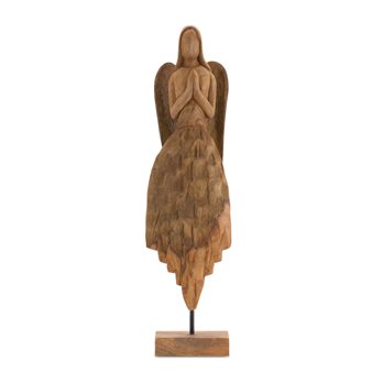 Carved Mango Wood Angel with Stand 22.5"H