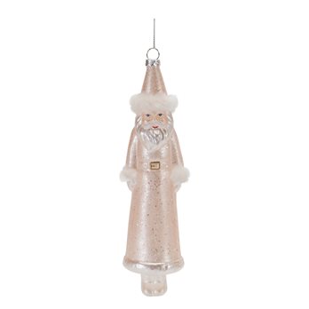 Blush Pink Glass Santa Ornament (Set of 12)