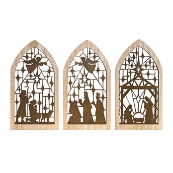Cut-Out Wood Nativity Screen Arches (Set of 3)