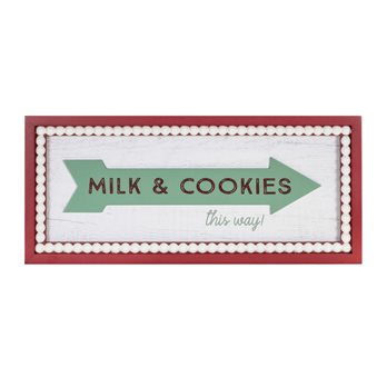 Framed Milk and Cookies Wall Sign 19.5"L