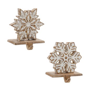 White Washed Snowflake Stocking Holder (Set of 2)