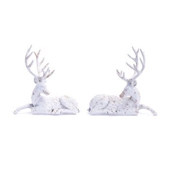 Distressed Winter Deer Statue (Set of 2)