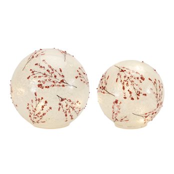 LED Frosted Berry Branch Globes (Set of 2)