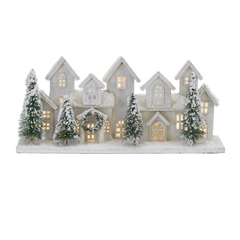 LED Flocked Winter Village Display 23"L
