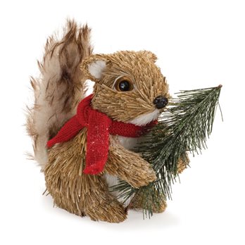 Winter Squirrel Shelf Sitter with Pine Tree (Set of 2)