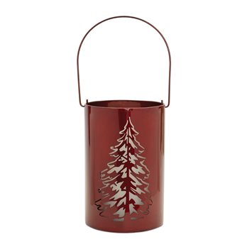 Pine Tree Cut-Out Metal Lantern 9.5"H