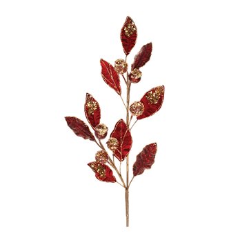Beaded Burgandy Leaf Stem (Set of 2)
