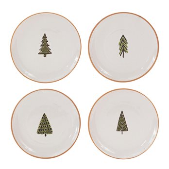 Ceramic Pine Tree Plate (Set of 4)