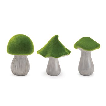 Mossy Terra Cotta Mushroom (Set of 3)