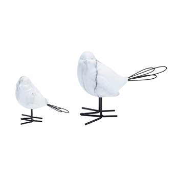 Marble Print Bird Figurine (Set of 2)