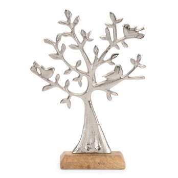 Metal Tree and Birds on Base (Set of 2)