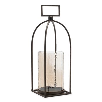 Arched Iron Candle Holder with Glass Hurricane 15"H