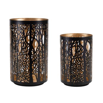 Forest Trees Punched Metal Candle Holder (Set of 2)