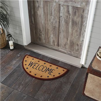 Patriotic Stars Welcome Coir Rug Half Circle 16.5x33