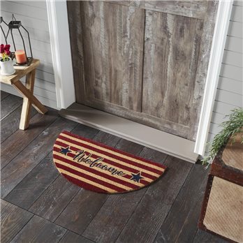 Patriotic Stripes Coir Welcome Rug Half Circle 16.5x33