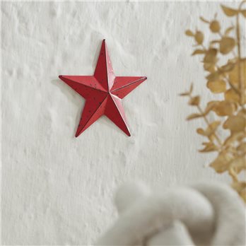 Metal Star Speckled Barn Red Distressed 4x4