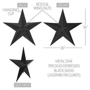Metal Star Speckled Black Distressed 36x36
