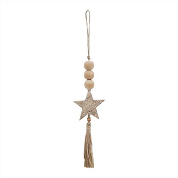 Natural Beads Star &amp; Tassel Ornament 10x3