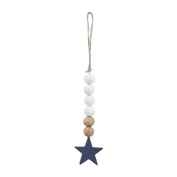 White &amp; Natural Beads Blue Star Ornament 6x2