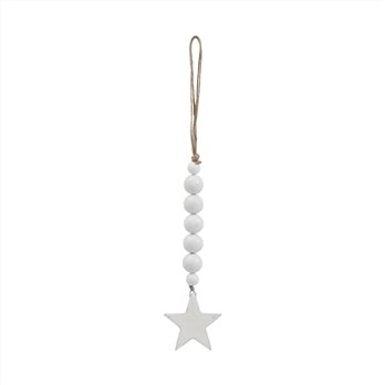 White Beads &amp; Star Ornament 6x2