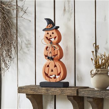 Stacked Wooden Jack-O-Lantern 14.25x6x2