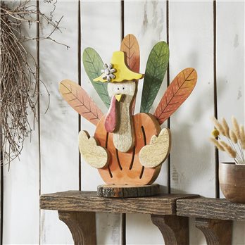 Whimsical Wooden Turkey 15.75x15.25x5.75