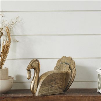 Wooden Turkey w/ Burnished Metal 6x8.5x6.5