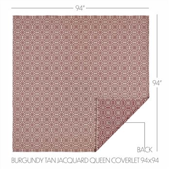 Custom House Burgundy Tan Jacquard Queen Coverlet 94Wx94L