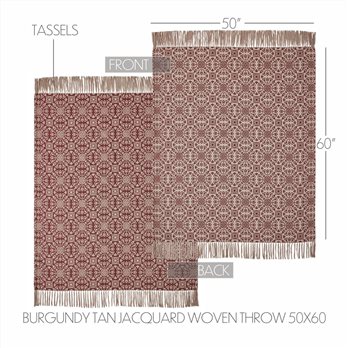 Custom House Burgundy Tan Jacquard Woven Throw 50x60