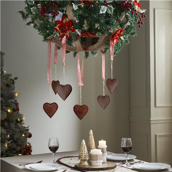 Dotted Metal Heart Ornament Set of 6 - 4 inch