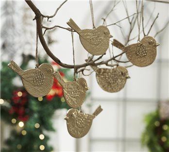 Golden Finch Metal Ornament Set of 6 - 2.9 inch