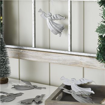 Brushed Metal Angel Ornament Set of 6 - 2.75x4.75x0.25