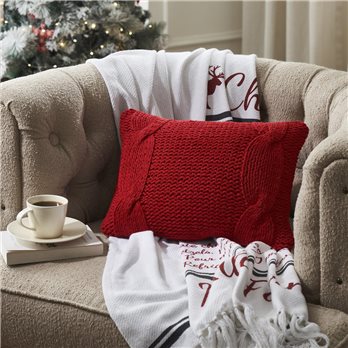 Cable Knit Sweater Pillow Red 12x16