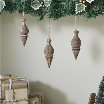 Cottage Finial Ornament Feathered Finish Set of 3 5.5x2x2