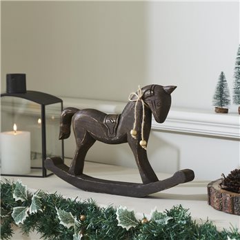 Dark Wooden Rocking Horse 9.5x15x1.5