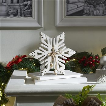Distressed White Wooden Snowflake 5.75x5.75x1