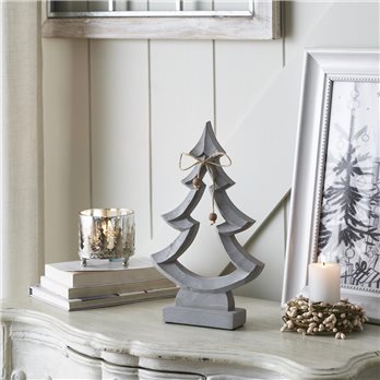 Jinglewood Distressed Grey Wooden Tree 13x8x2